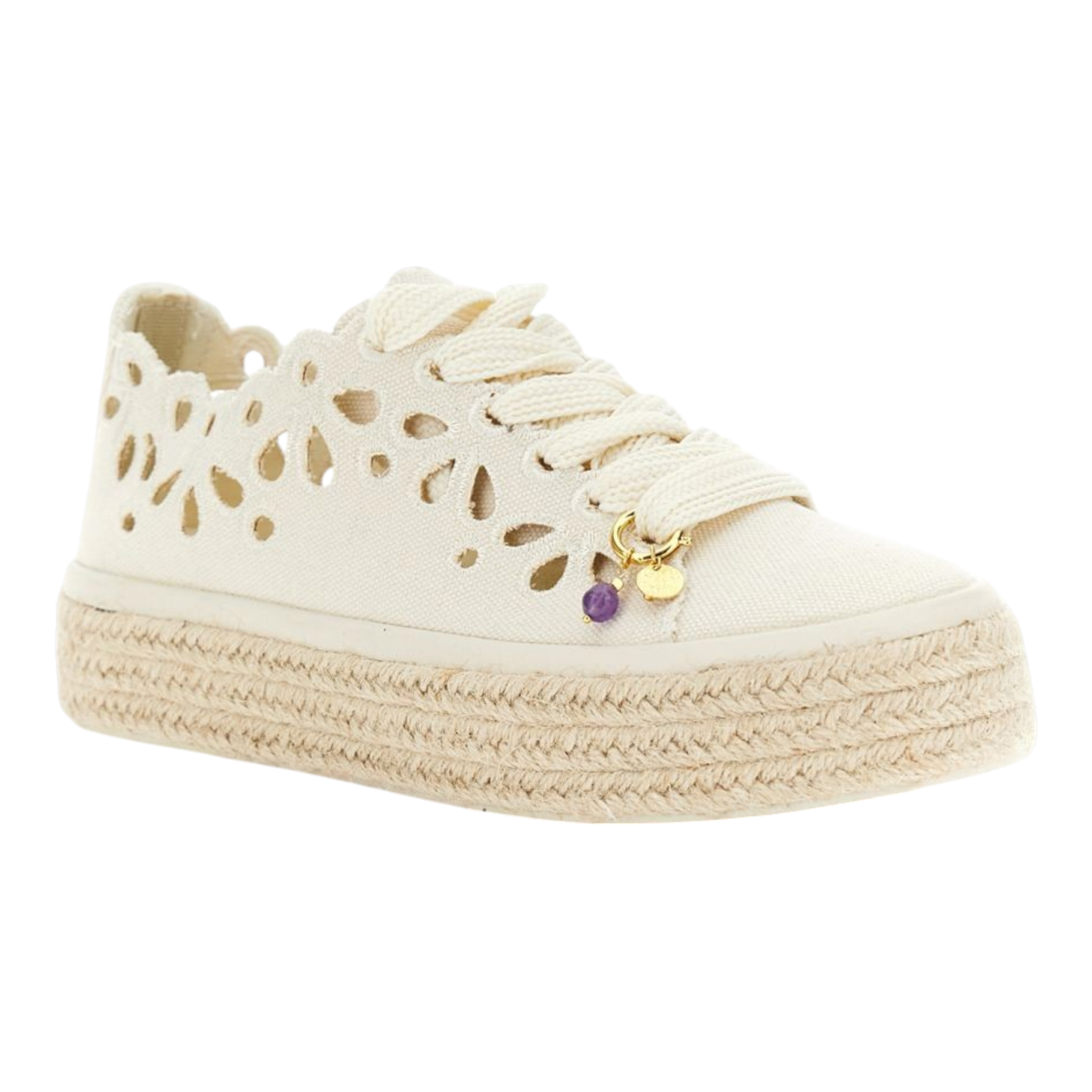 SNEAKERS ALLACCIATE IN TESSUTO TRAFORATO BEIGE