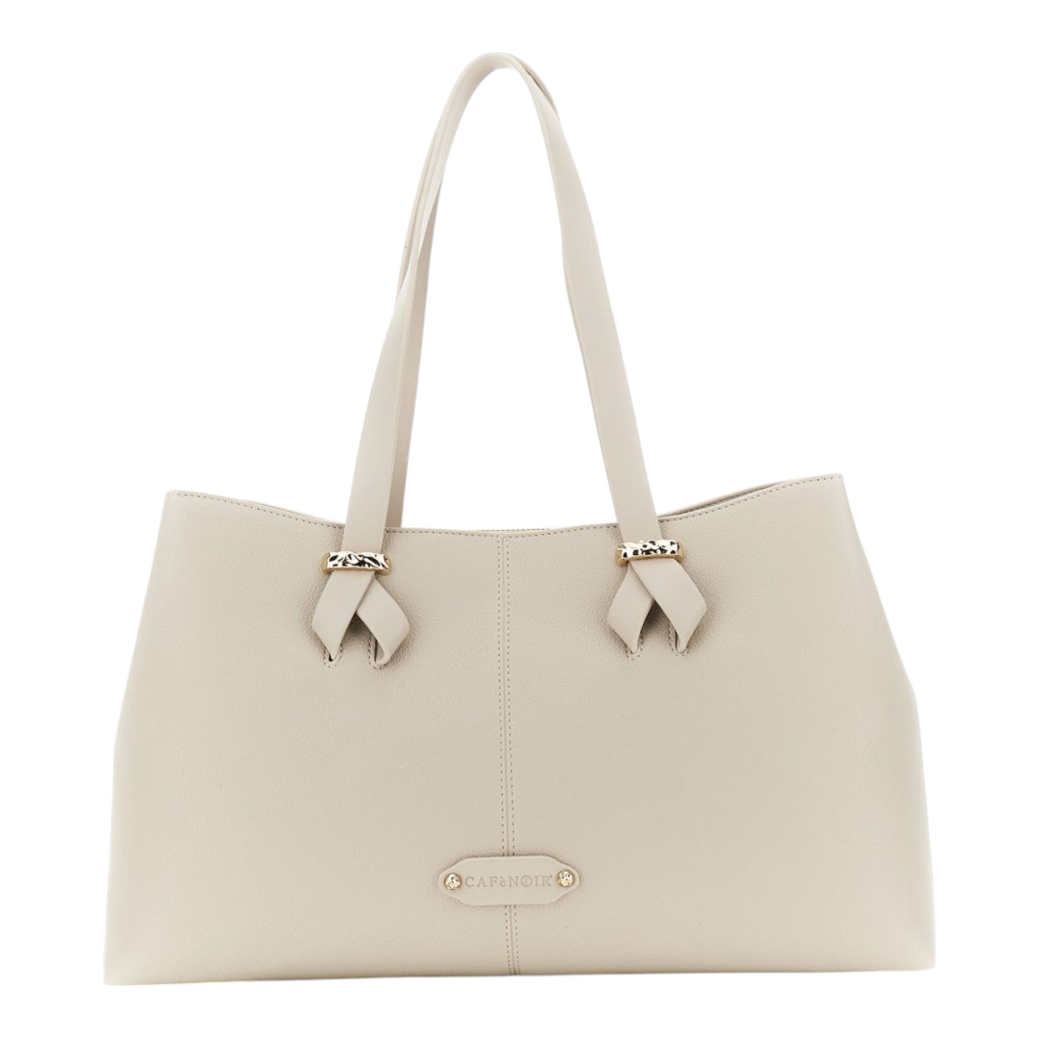SHOPPING BAG EFFETTO PELLE MARTELLATA CON DETTAGLI LISCI A CONTRASTO NUDE
