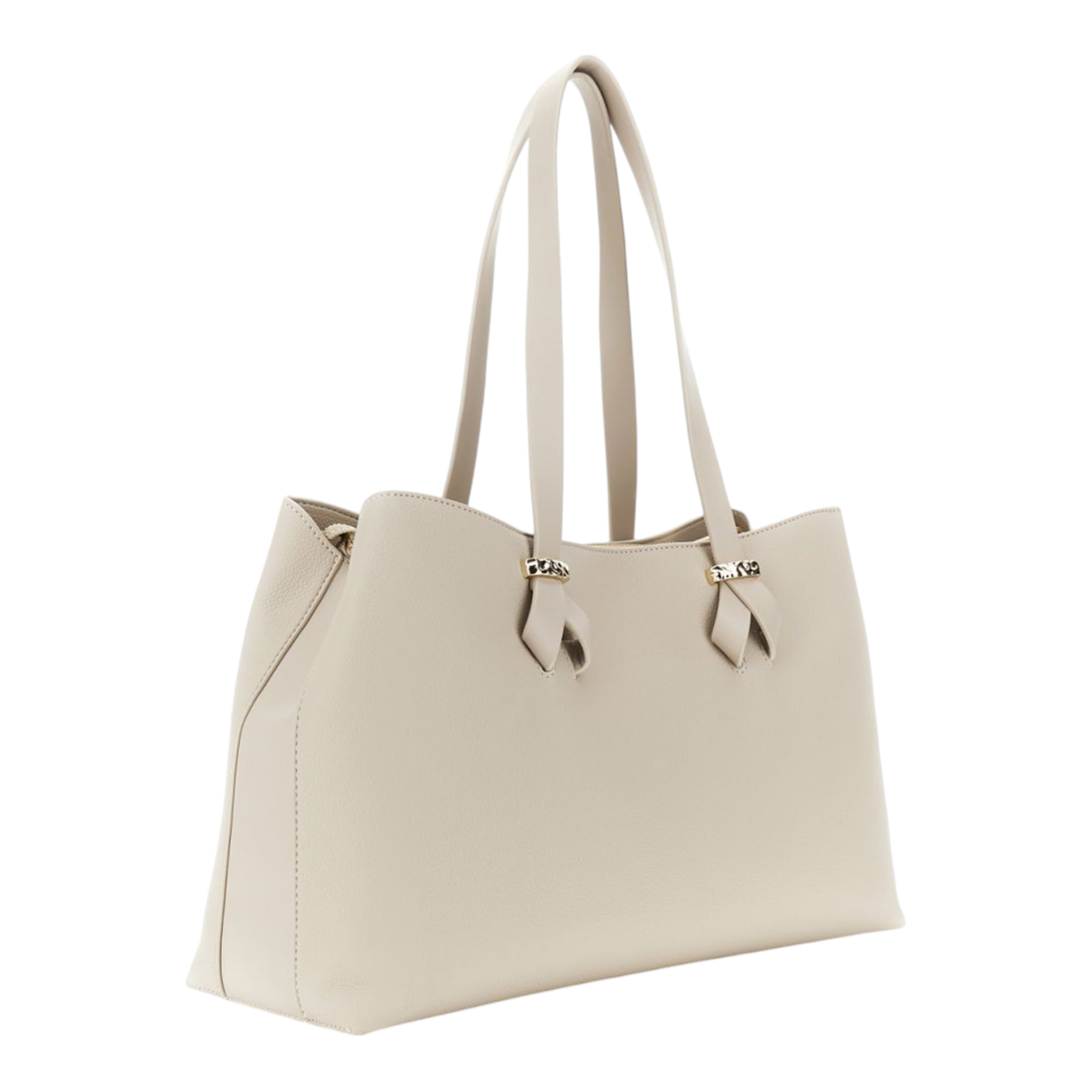 SHOPPING BAG EFFETTO PELLE MARTELLATA CON DETTAGLI LISCI A CONTRASTO NUDE