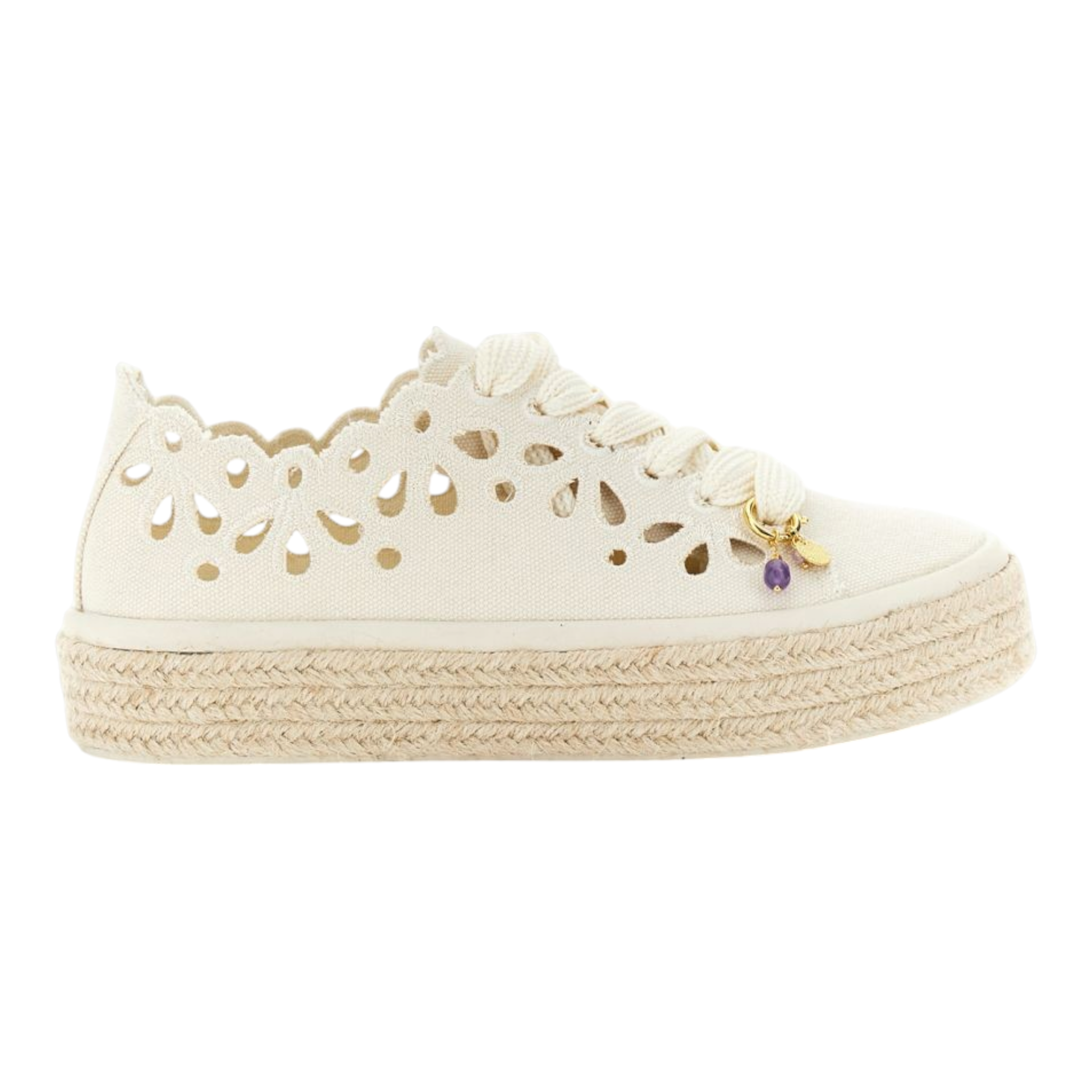 SNEAKERS ALLACCIATE IN TESSUTO TRAFORATO BEIGE