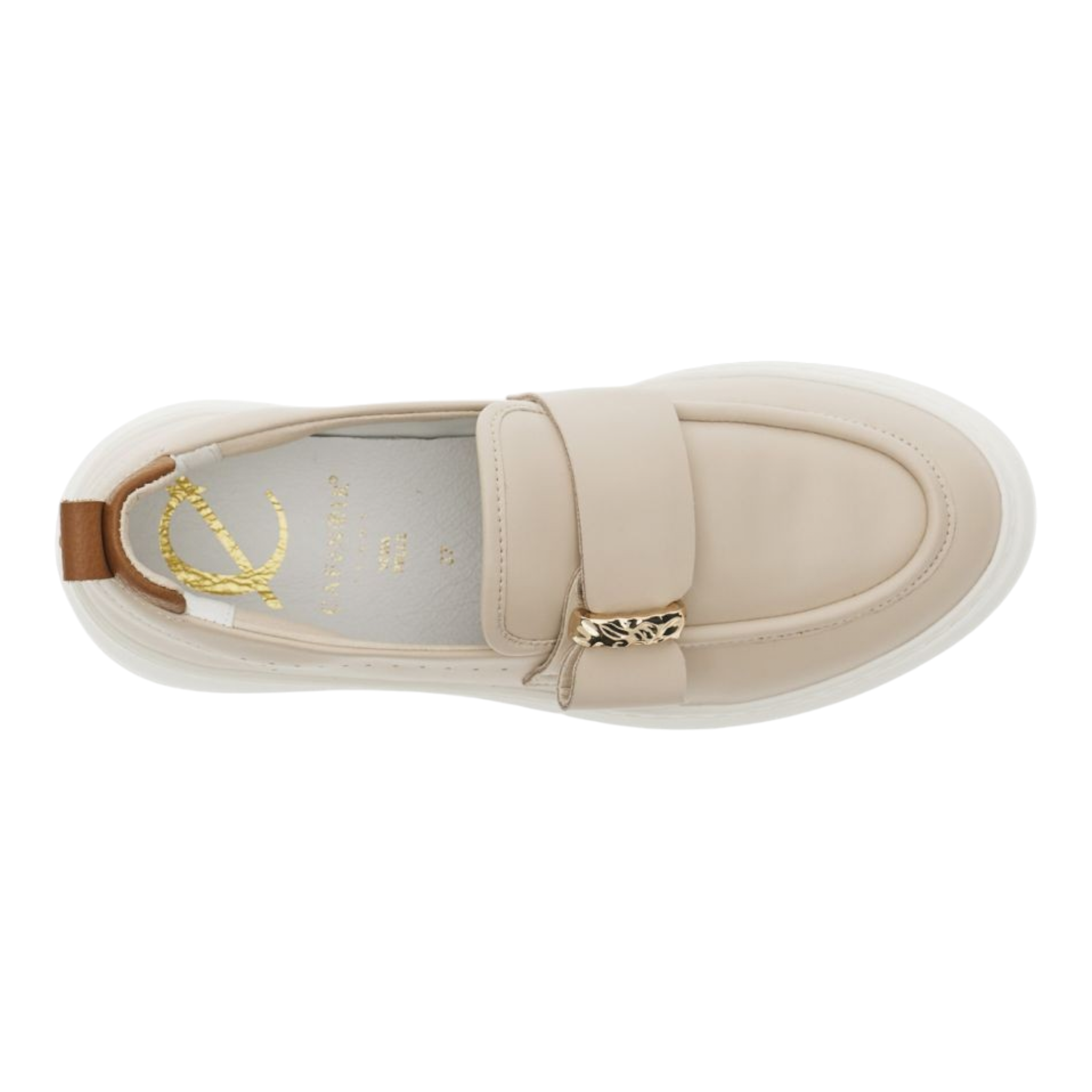 MOCASSINO IN PELLE RIVESTITA CON ACCESSORIO BEIGE