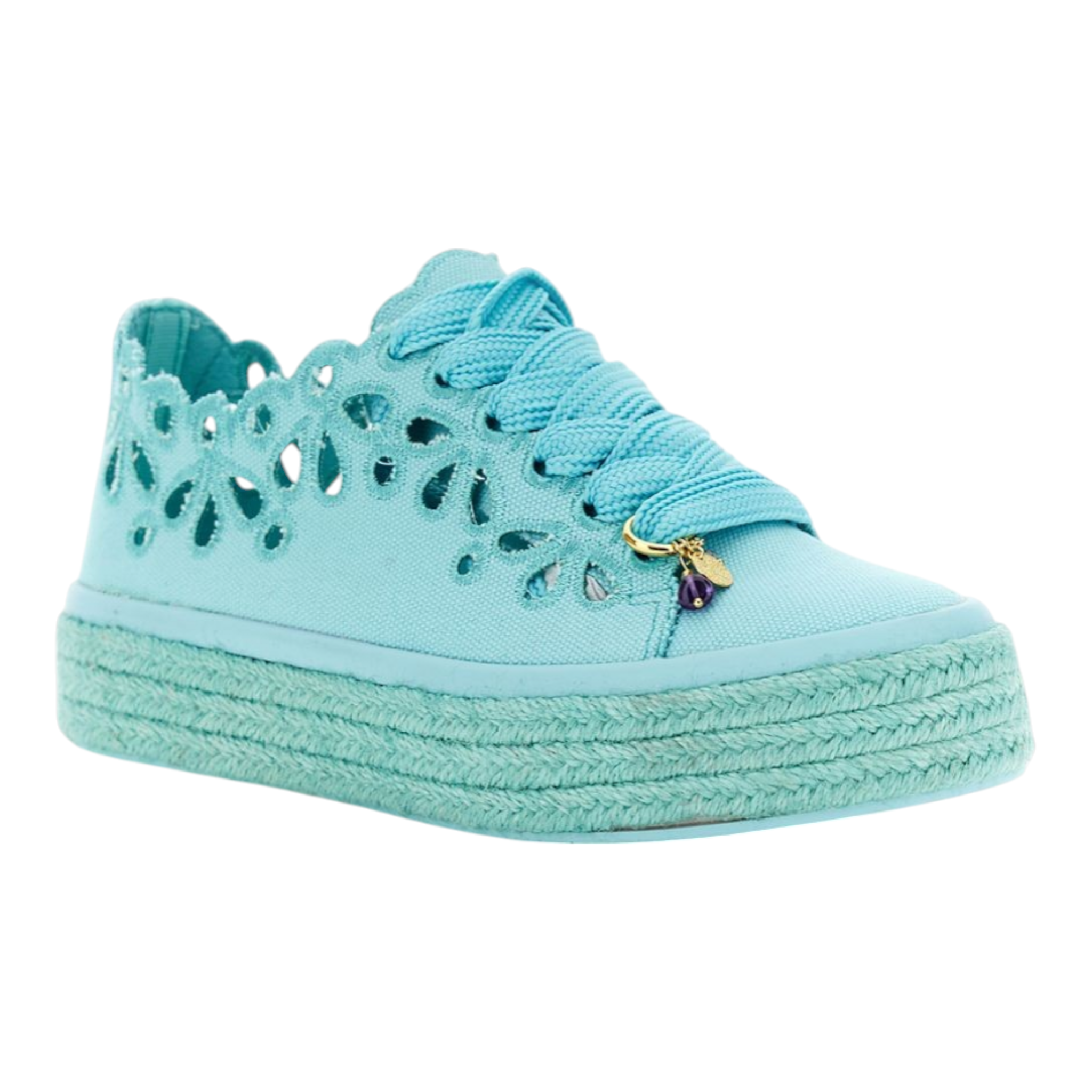 SNEAKERS ALLACCIATE IN TESSUTO TRAFORATO CELESTE