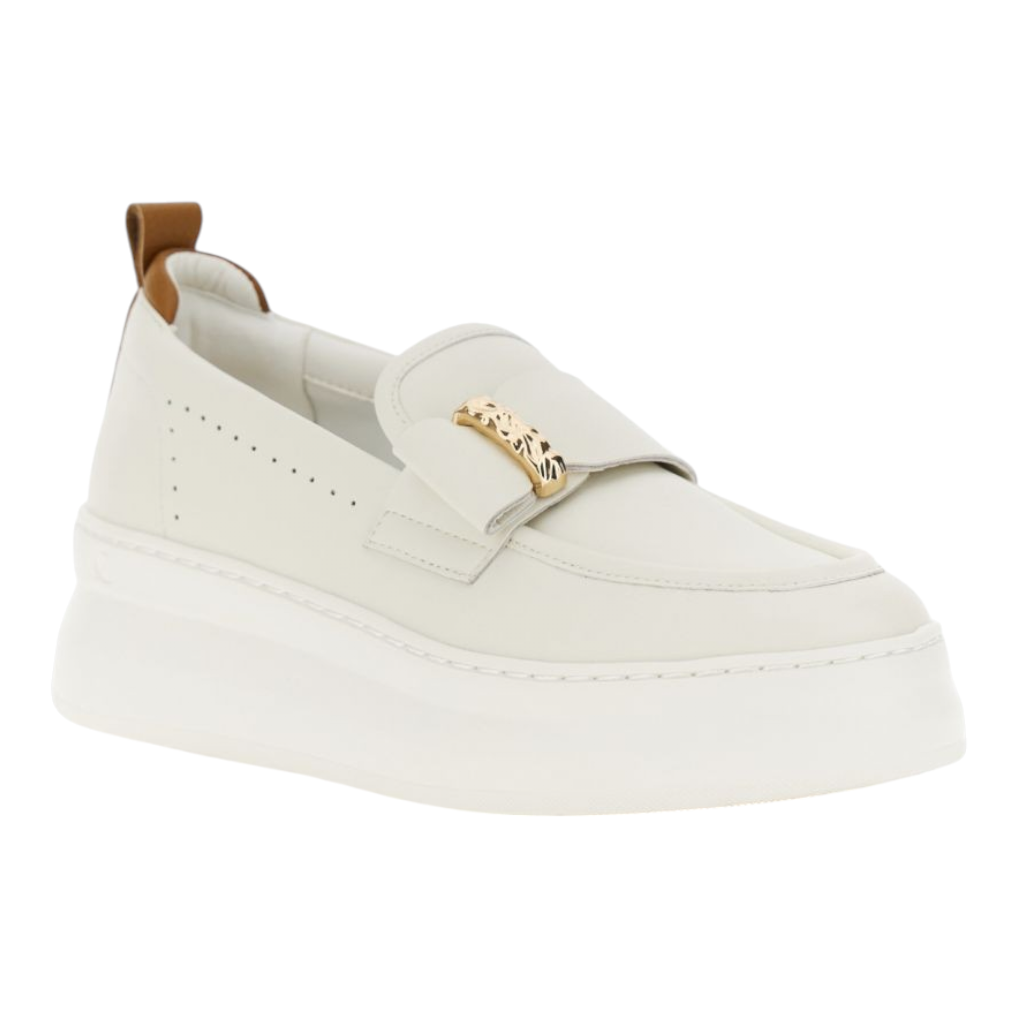 MOCASSINO IN PELLE RIVESTITA CON ACCESSORIO BEIGE