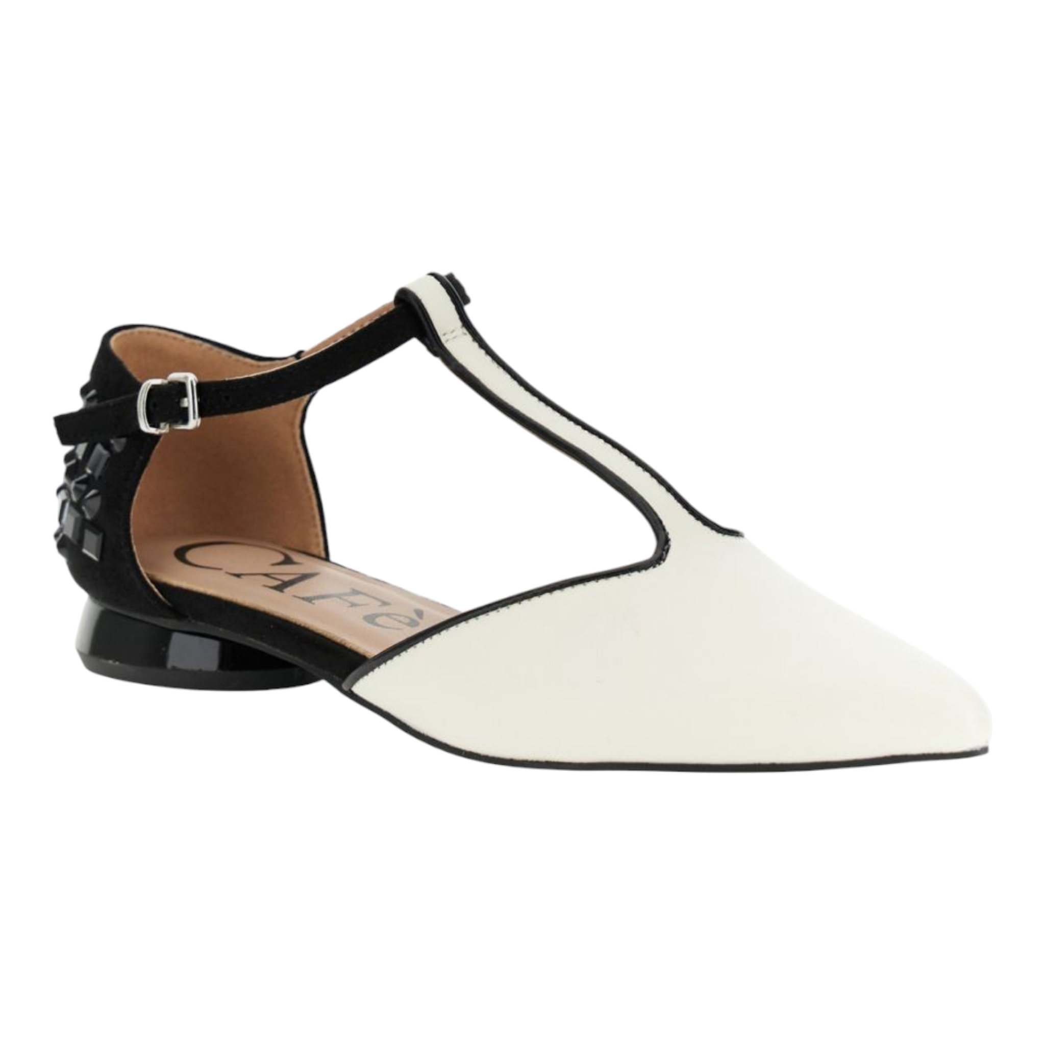 BALLERINE A "T " IN NAPPA E MICROFIBRA O CON MULTISTRASS BIANCO /NERO