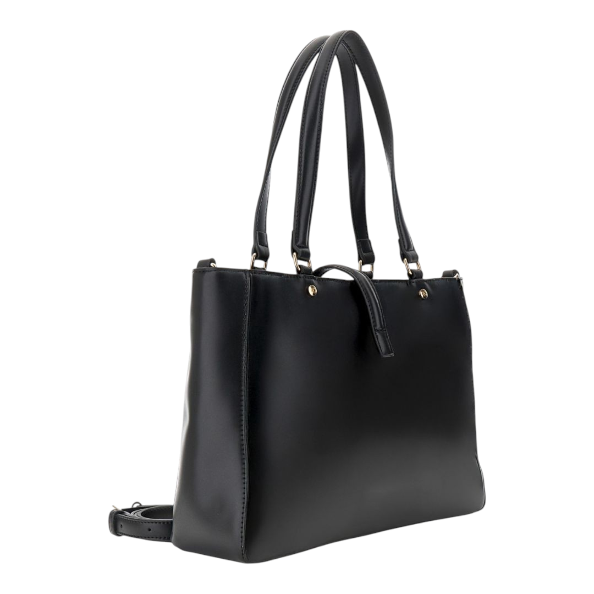 TOTE EFFETTO PELLE CON PANNELLO INTRECCIATO E PASSANTE CON FIBBIA NERO
