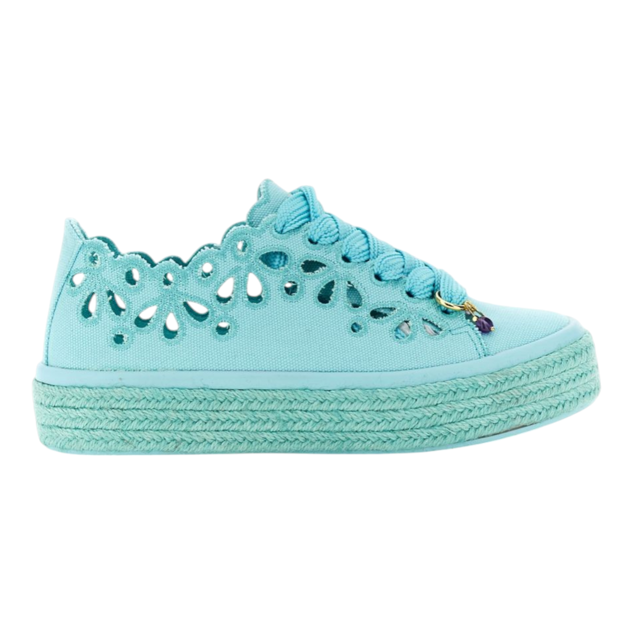 SNEAKERS ALLACCIATE IN TESSUTO TRAFORATO CELESTE