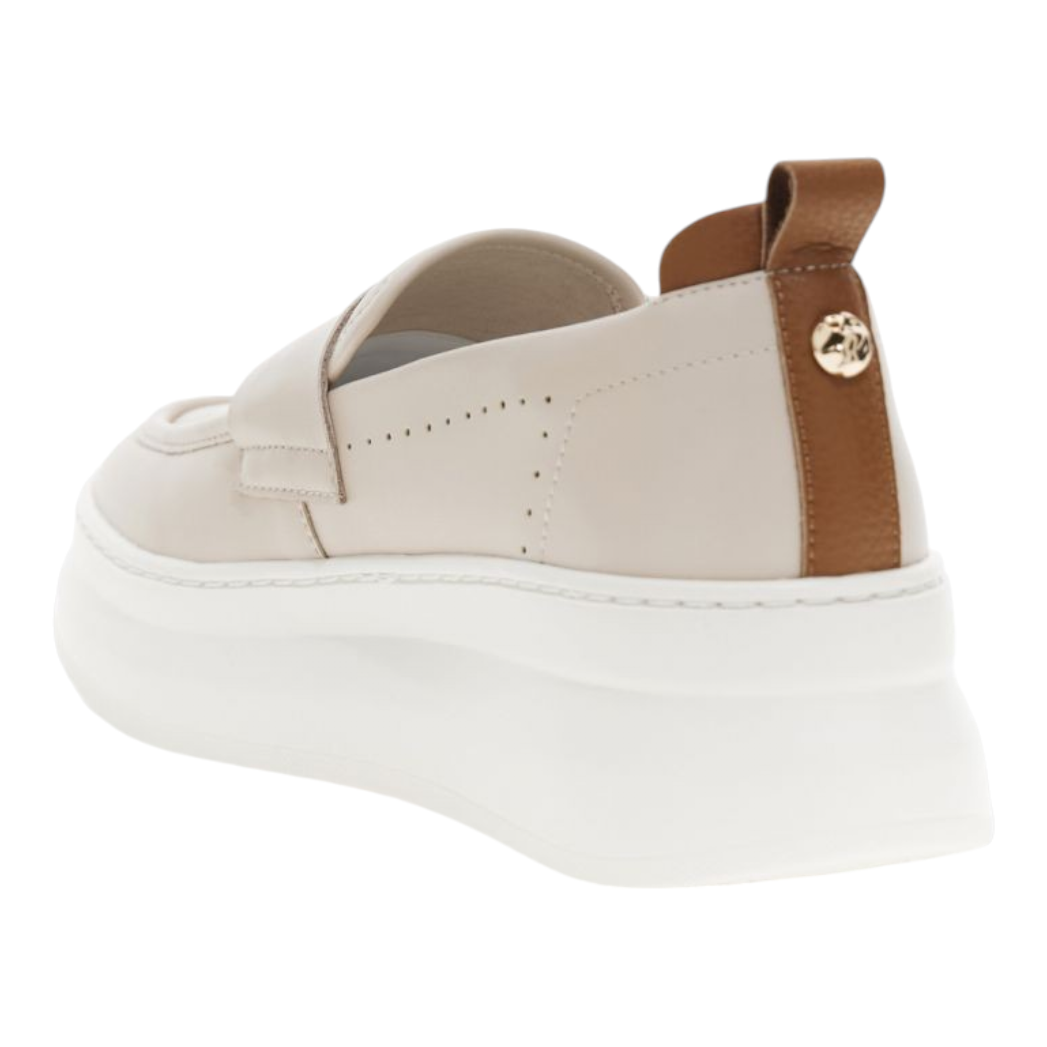 MOCASSINO IN PELLE RIVESTITA CON ACCESSORIO BEIGE