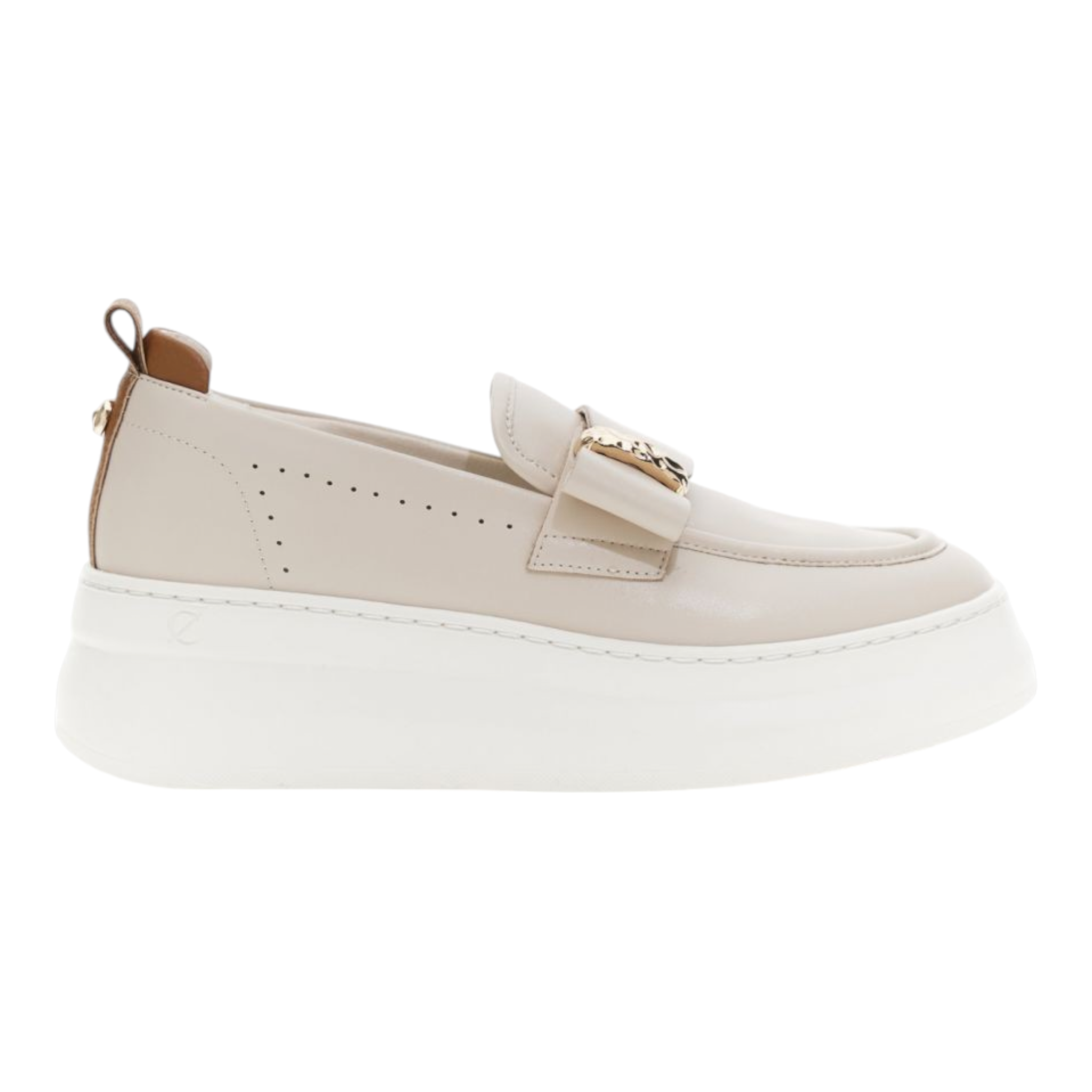 MOCASSINO IN PELLE RIVESTITA CON ACCESSORIO BEIGE