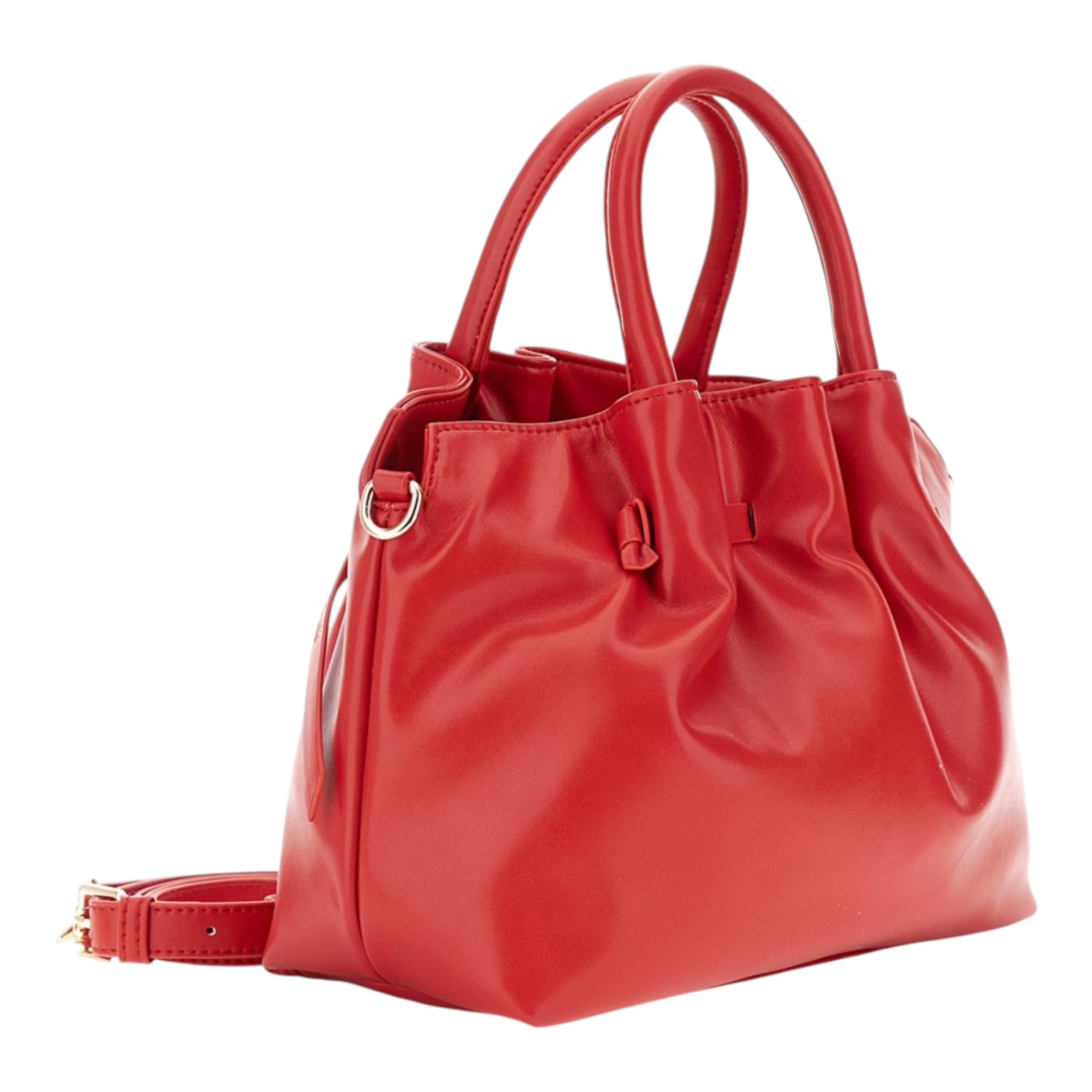 BORSA PICCOLA MORBIDA CON PIEGHE EFFETTO NAPPA CON APPLICAZIONE IN TINTA ROSSO