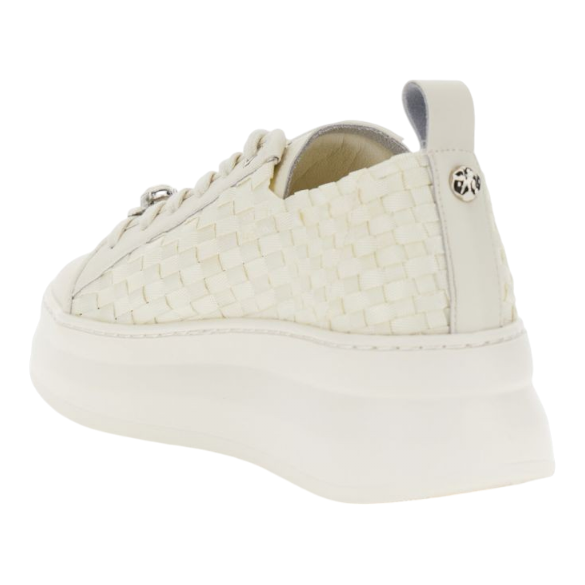 SNEAKERS IN PELLE RIVESTITA E GROS GRAIN INTRECCIATI OFF WHITE