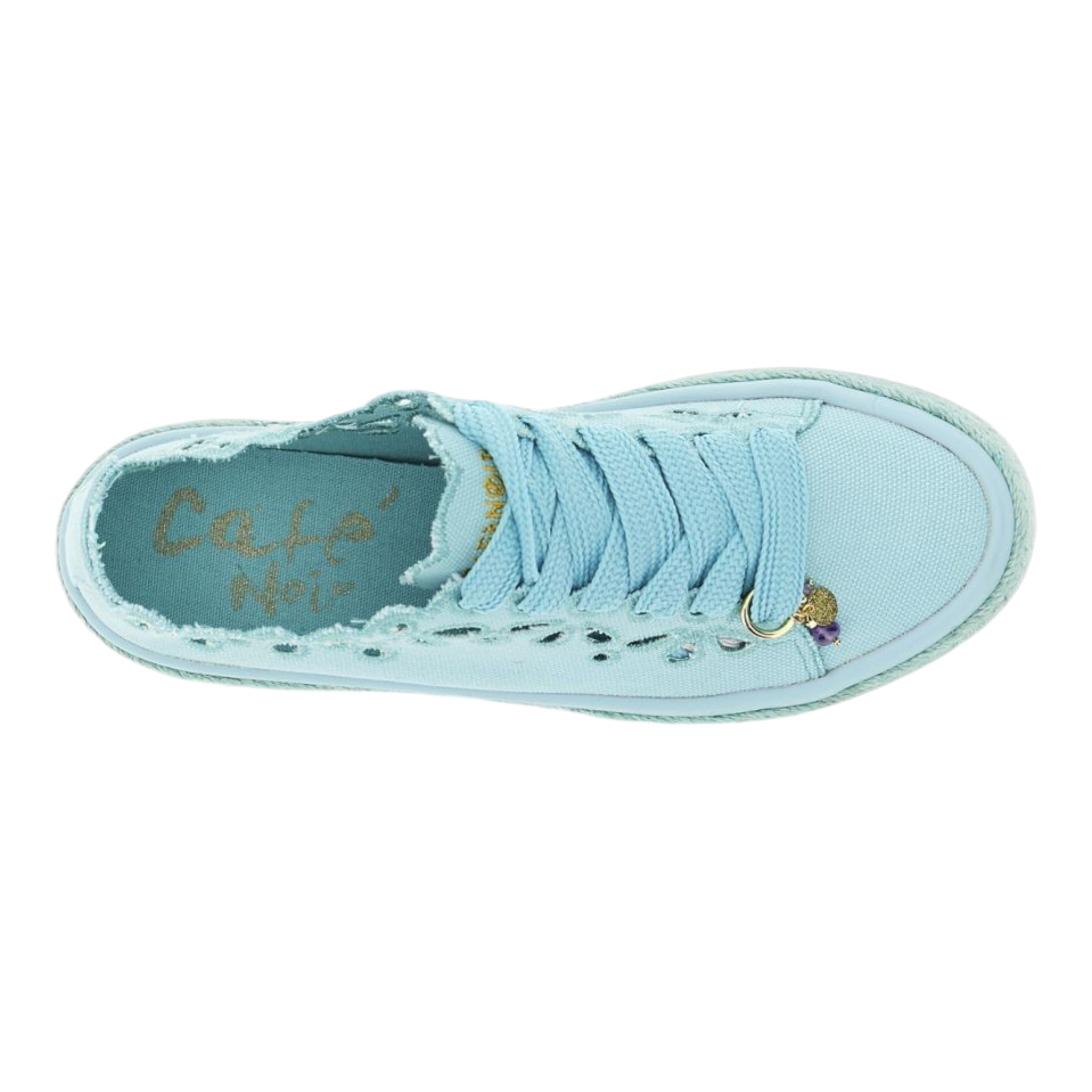 SNEAKERS ALLACCIATE IN TESSUTO TRAFORATO CELESTE
