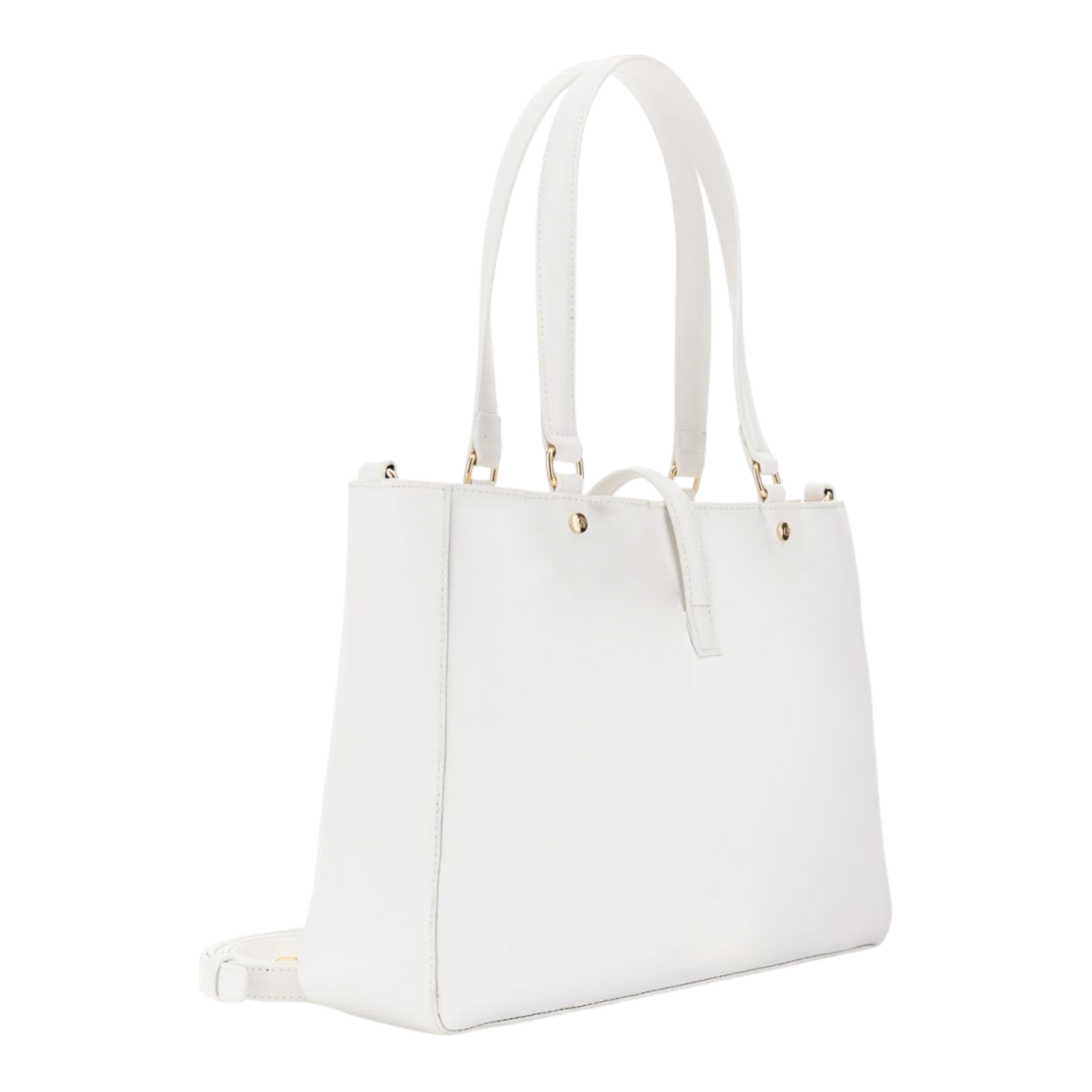 TOTE EFFETTO PELLE CON PANNELLO INTRECCIATO E PASSANTE CON FIBBIA BIANCO