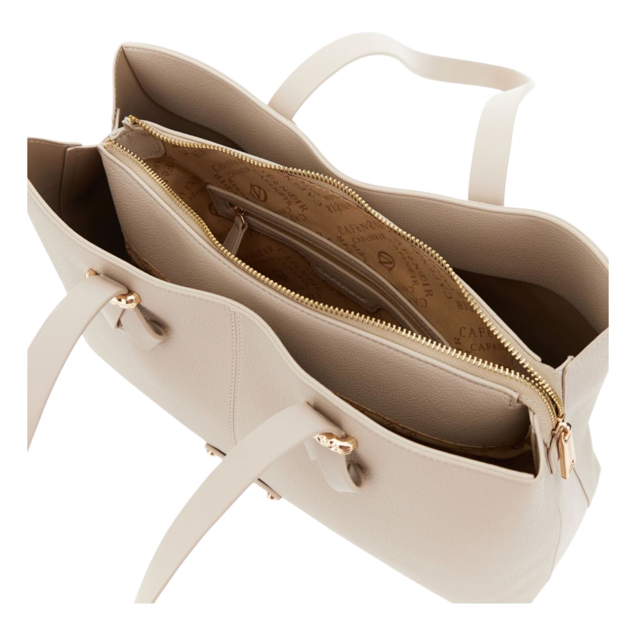 SHOPPING BAG EFFETTO PELLE MARTELLATA CON DETTAGLI LISCI A CONTRASTO NUDE