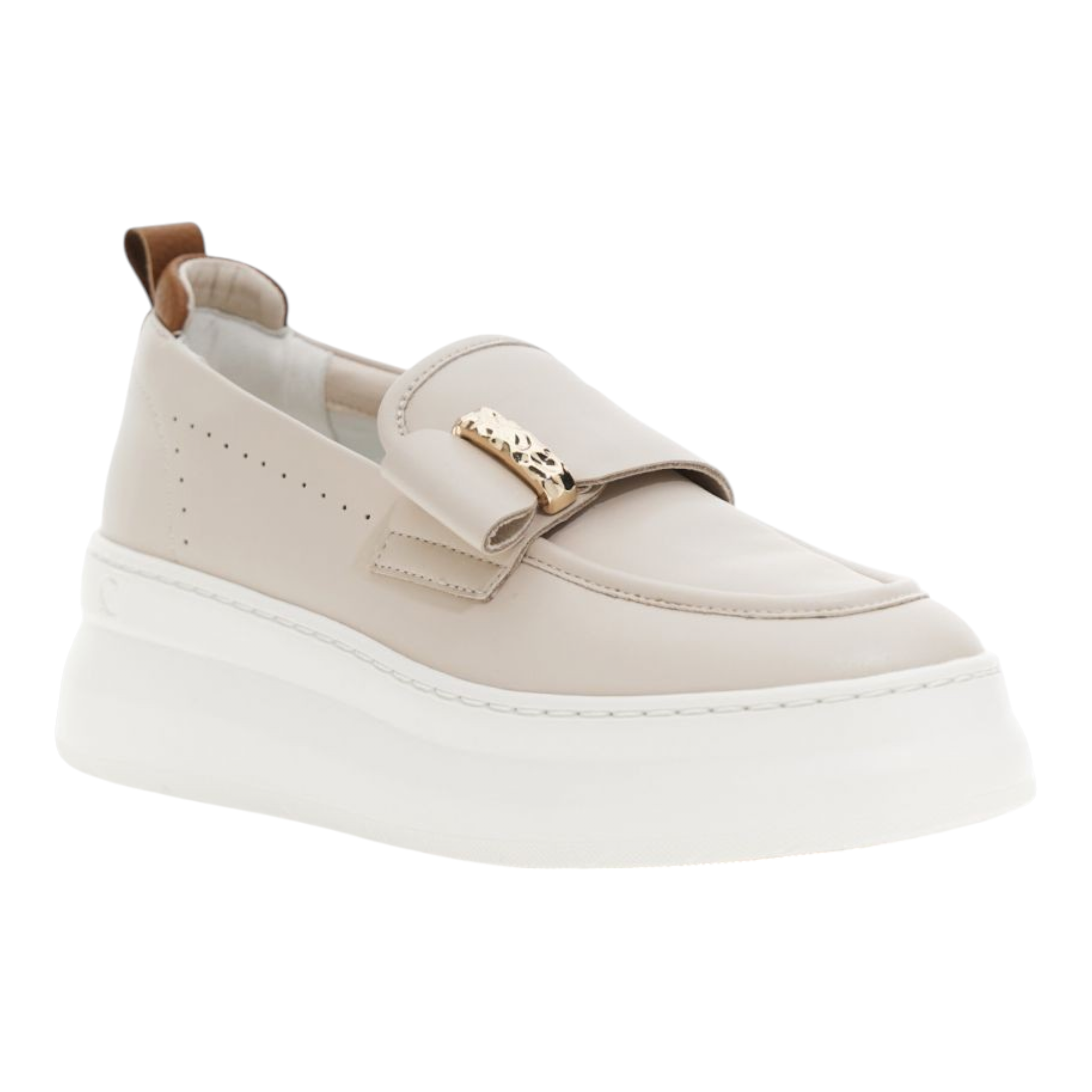 MOCASSINO IN PELLE RIVESTITA CON ACCESSORIO BEIGE