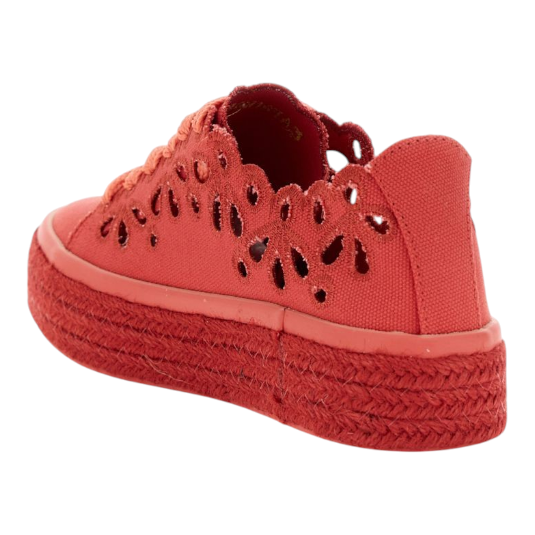 SNEAKERS ALLACCIATE IN TESSUTO TRAFORATO CORALLO