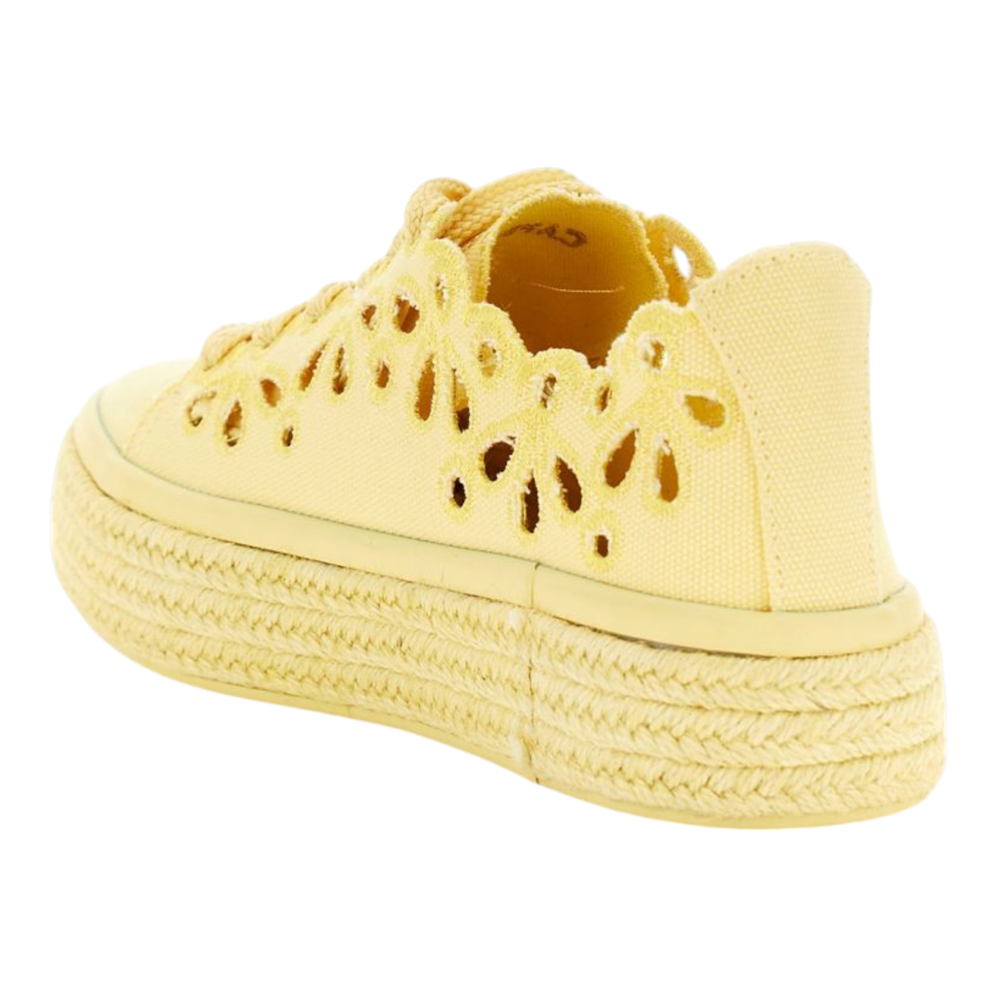 SNEAKERS ALLACCIATE IN TESSUTO TRAFORATO GIALLO