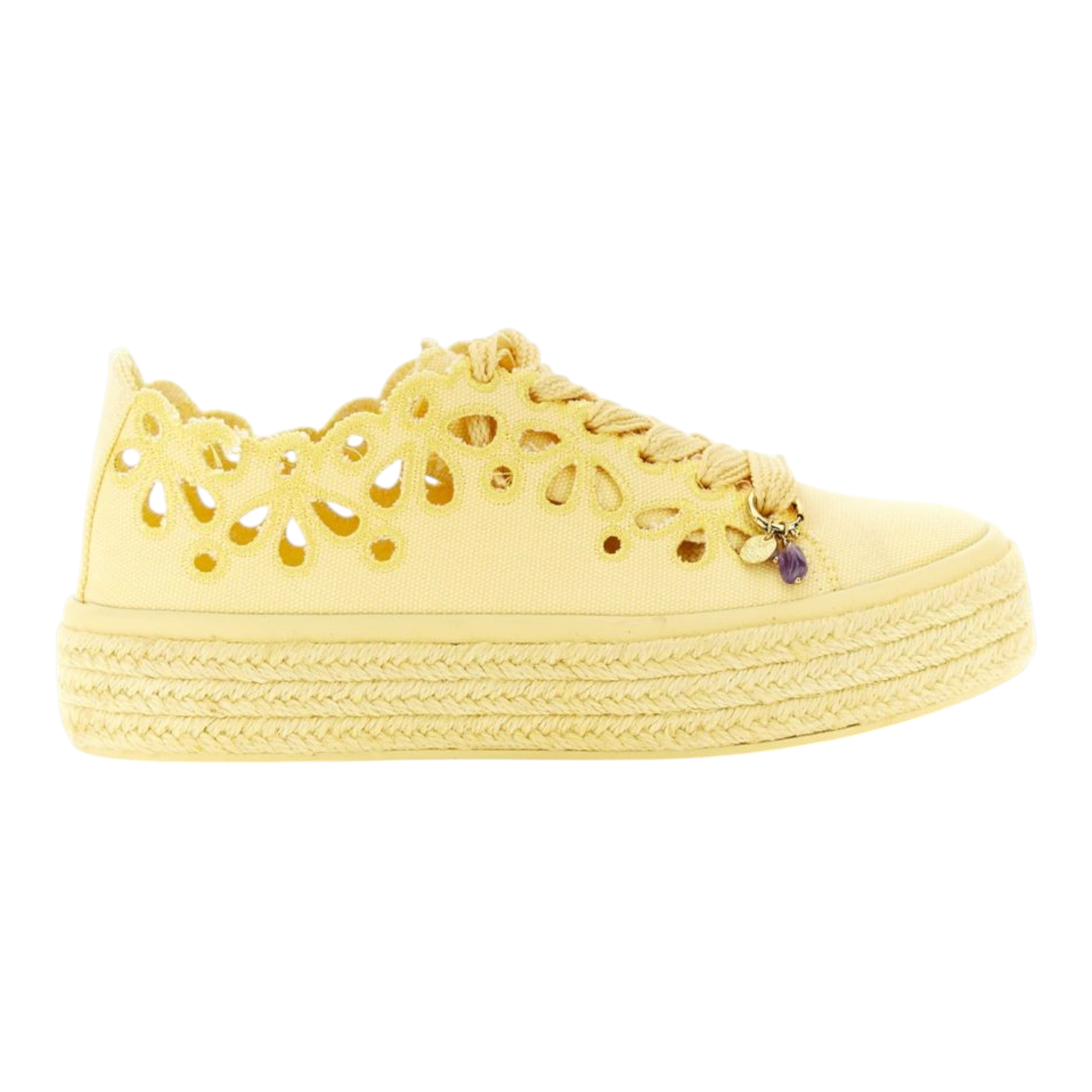 SNEAKERS ALLACCIATE IN TESSUTO TRAFORATO GIALLO