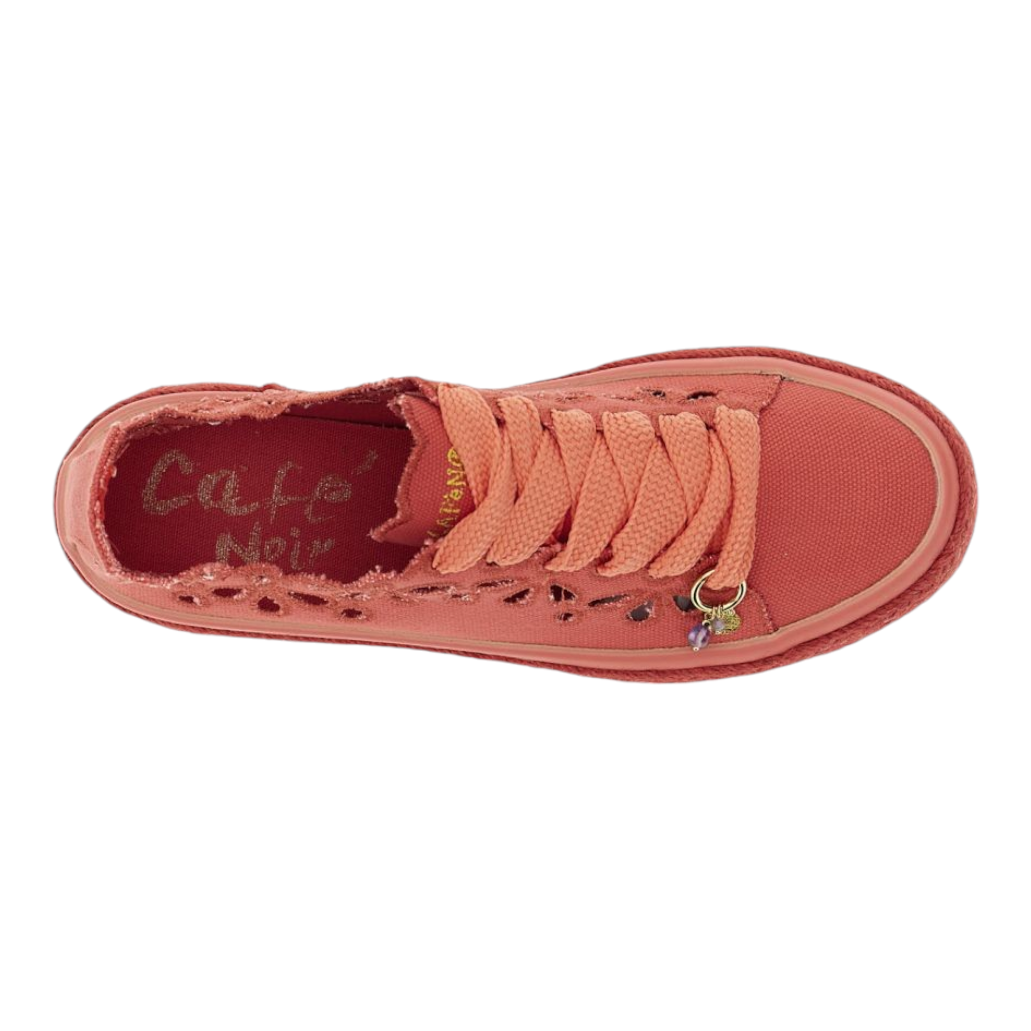 SNEAKERS ALLACCIATE IN TESSUTO TRAFORATO CORALLO