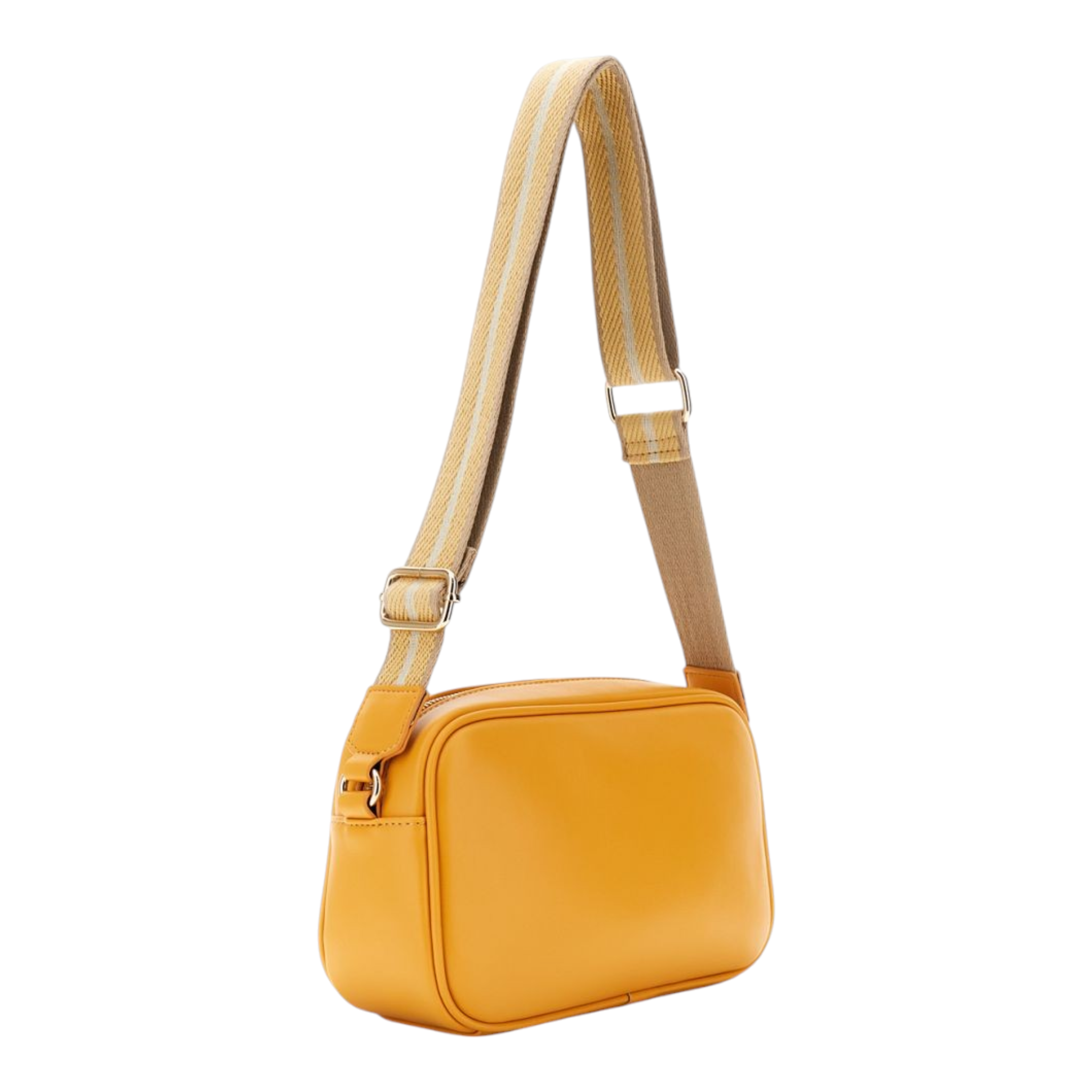 CAMERA BAG EFFETTO PELLE ACCESSORIO IN METALLO CON LUCCHETTO E CATENA ARANCIO