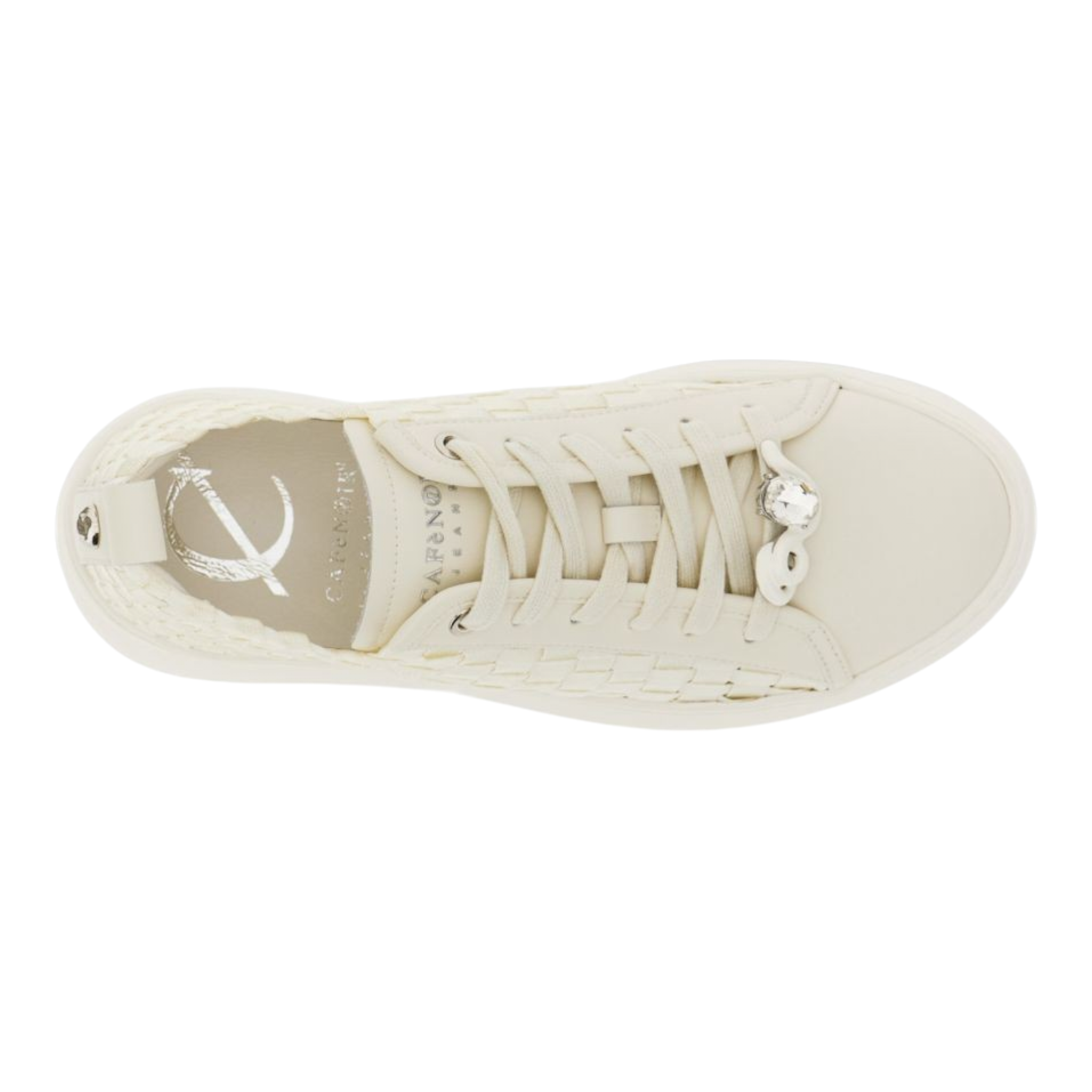 SNEAKERS IN PELLE RIVESTITA E GROS GRAIN INTRECCIATI OFF WHITE