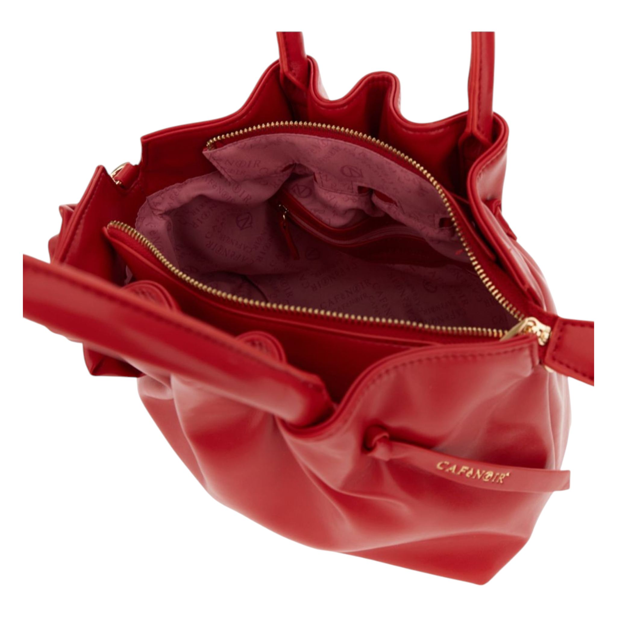 BORSA PICCOLA MORBIDA CON PIEGHE EFFETTO NAPPA CON APPLICAZIONE IN TINTA ROSSO