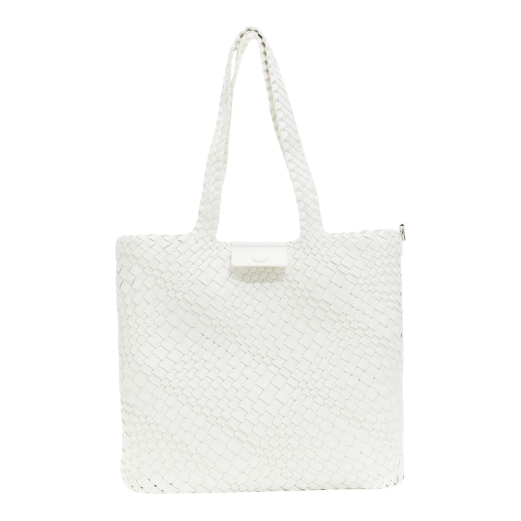 SHOPPING BAG REVERSIBILE INTRECCIATA IN MATERIALE METALLIZZATO MULTICOLOR ARGENTO /BIANCO